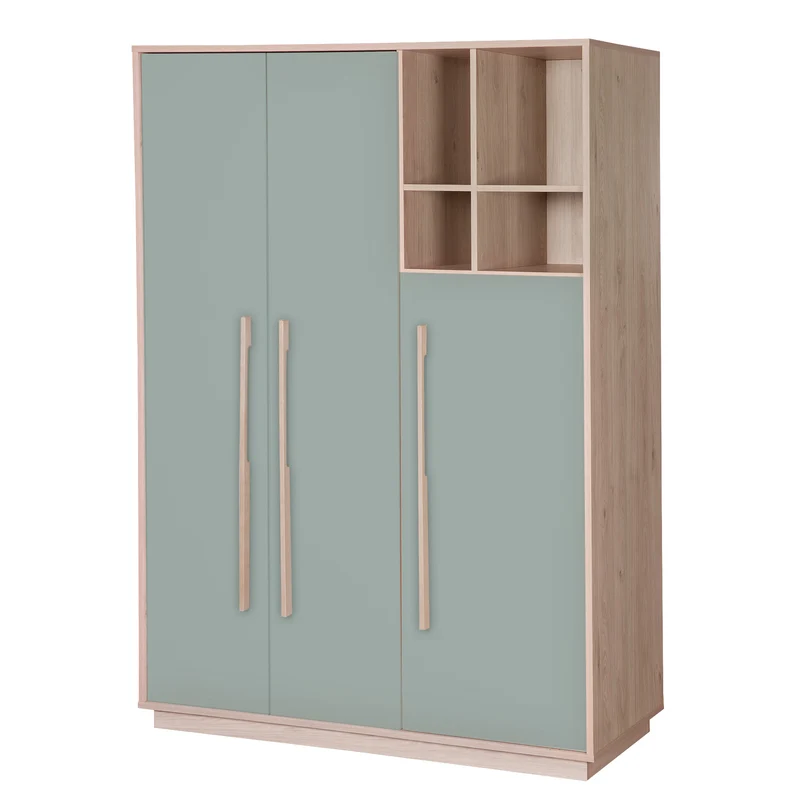 Kleiderschrank 'Selva' 3-türig mit offenem Fach - Soft-Close - Reed Green / Virginia Chestnut