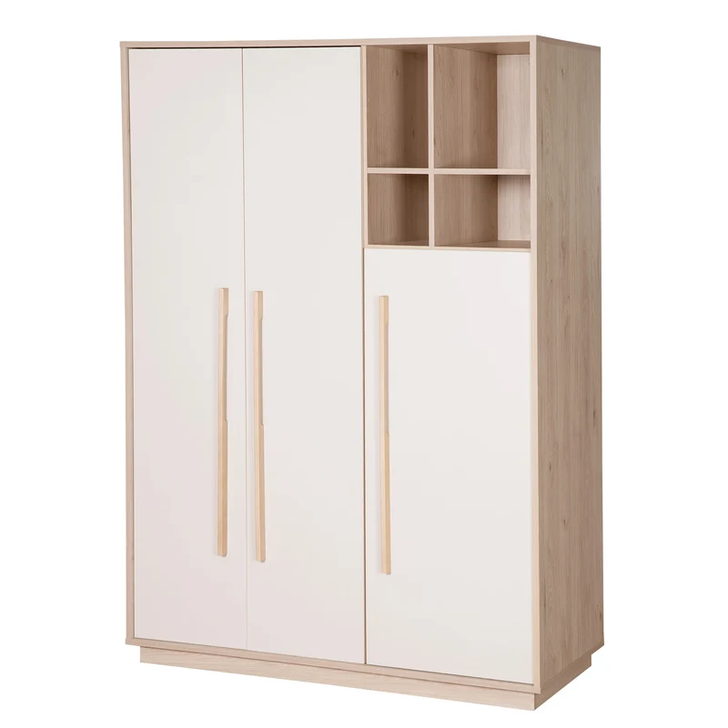 Kleiderschrank 'Elva' 3-türig mit offenem Fach - Soft-Close - Cashmere / Virginia Chestnut