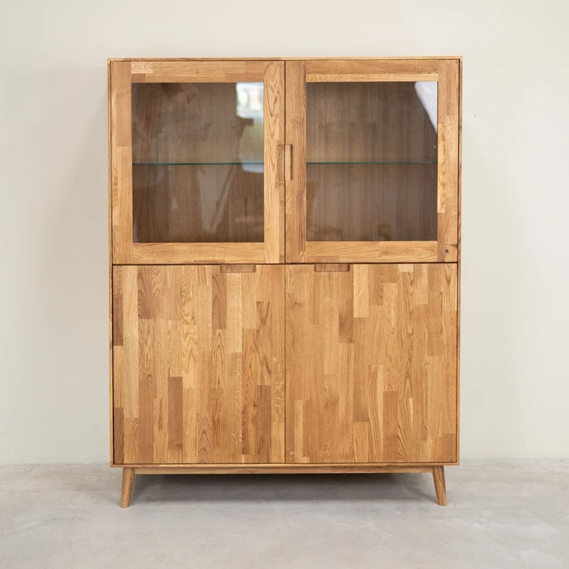Armario Vitrina de madera maciza de roble Escandi 3 | NordicStory