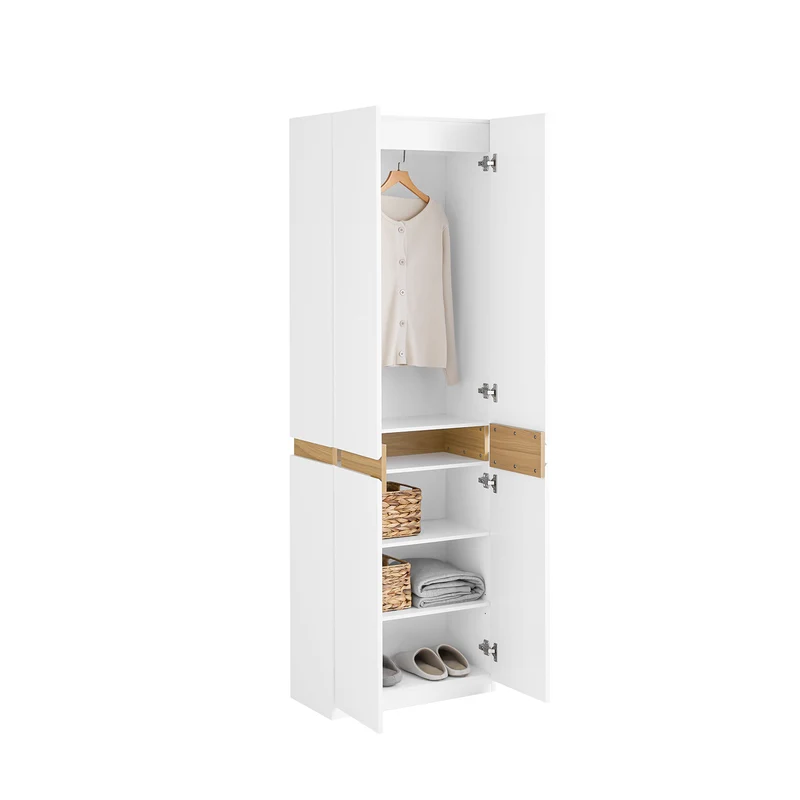 SoBuy KSB01-W Armario Multiusos Ropero con 2 Puertas 61 x 30 x 192 cm Blanco