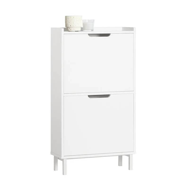 SoBuy FSR151-W Zapatero Estrecho con 2 Solapas Blanco 50 x 19 x 91 cm