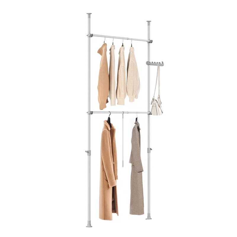 SoBuy FRG109-II-HG Perchero de Ropa Telescópico Altura Ajustable 200–295cm Gris