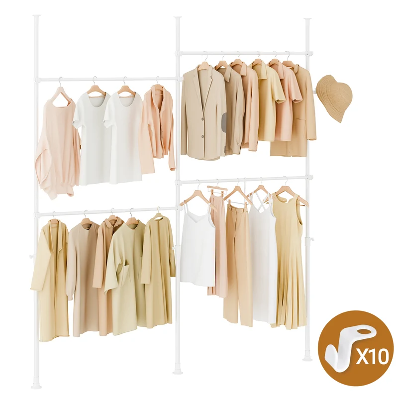 SoBuy KLS03-II-W Perchero de Ropa con 4 barras Blanco
