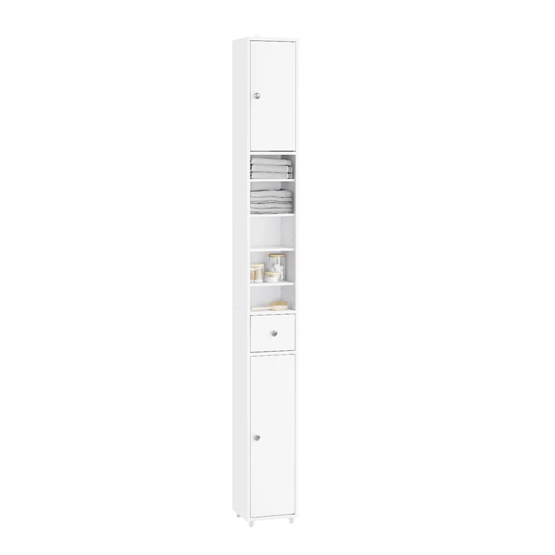 SoBuy BZR34-II-W Armario Estrecho con 2 Puertas y 1 cajón Blanco 20x20x180cm