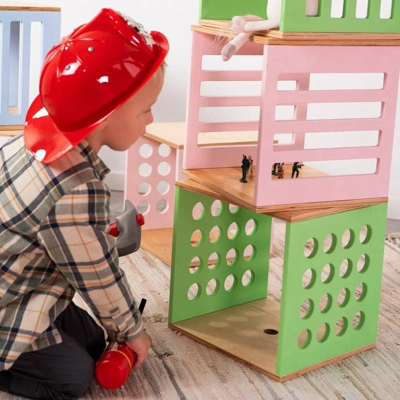 Boîte de rangement cube en bois pour jouets (lot de 2)