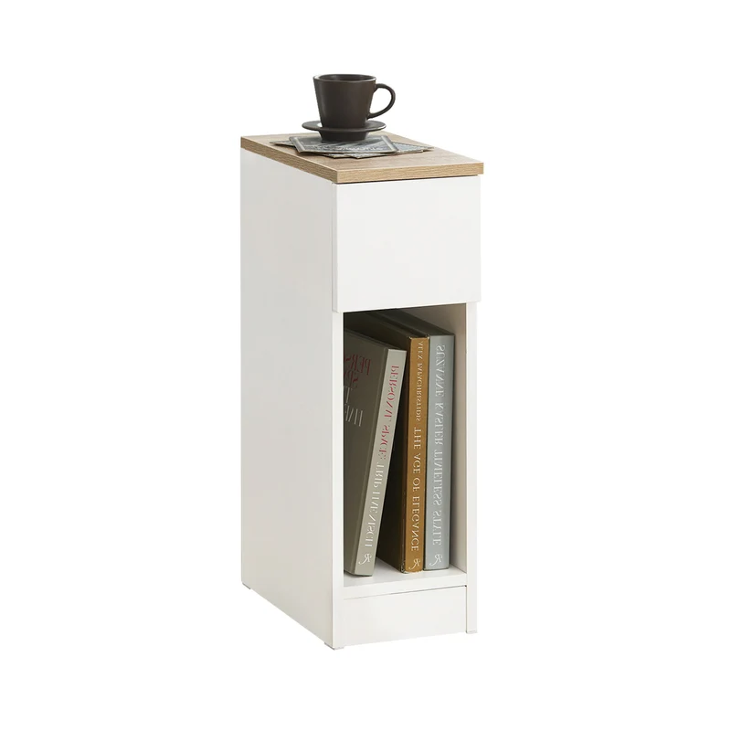 SoBuy FBT111-WN Mesita de Noche con 1 cajón Blanco y Madera