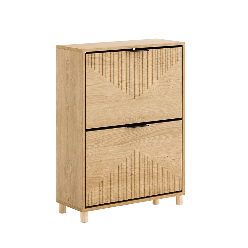 SoBuy FSR200-II-N Zapatero Entrada Recibidor Mueble de Madera con 2 Cajones Abatibles