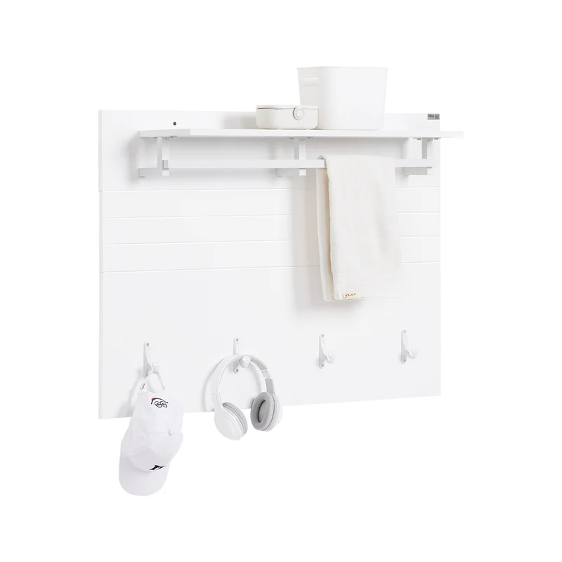 SoBuy FHK36-W Estante de Pared con 4 Ganchos Blanco 100 x 70 cm