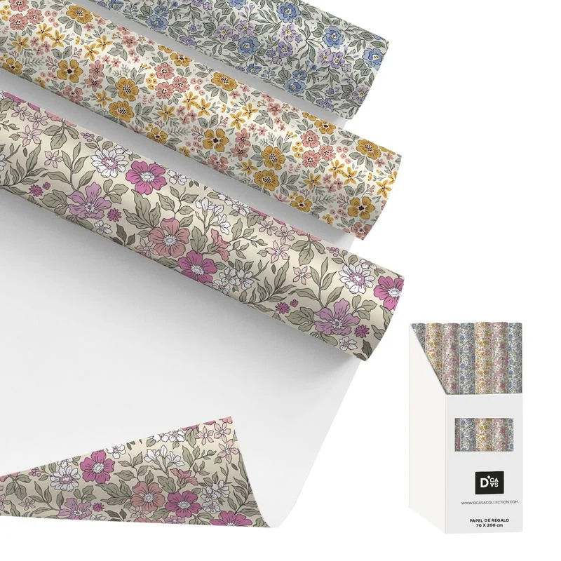 PAPEL REGALO 200X70CM FLORES