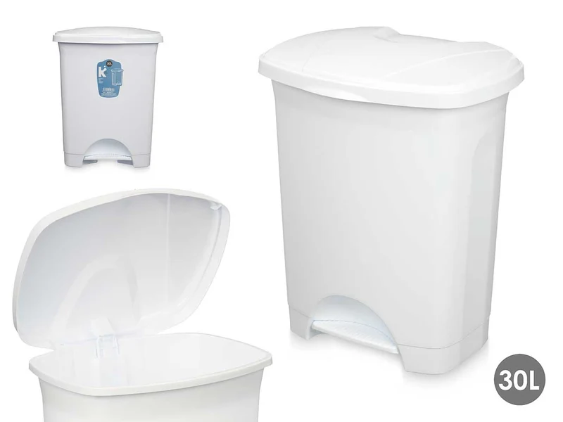 PAPELERA PEDAL PLASTICO 30L BLANCO