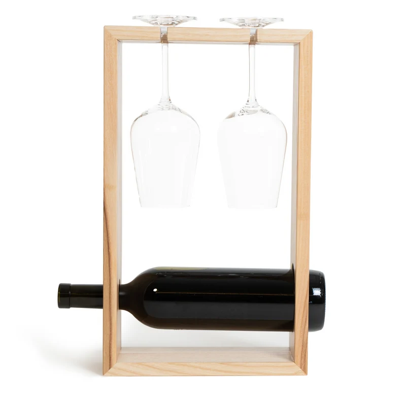 Boîte porte-bouteilles et porte-verres en bois