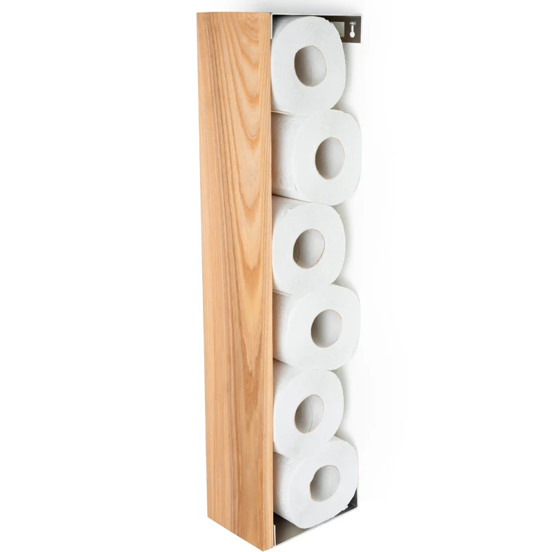 Etagère à papier toilette vertical en frêne
