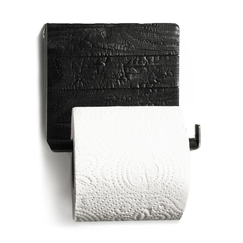 Porte-papier toilette en bois brûlé