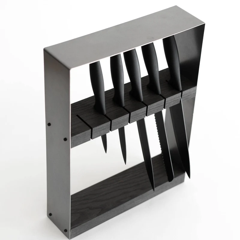 Porte-couteaux de cuisine en métal et bois