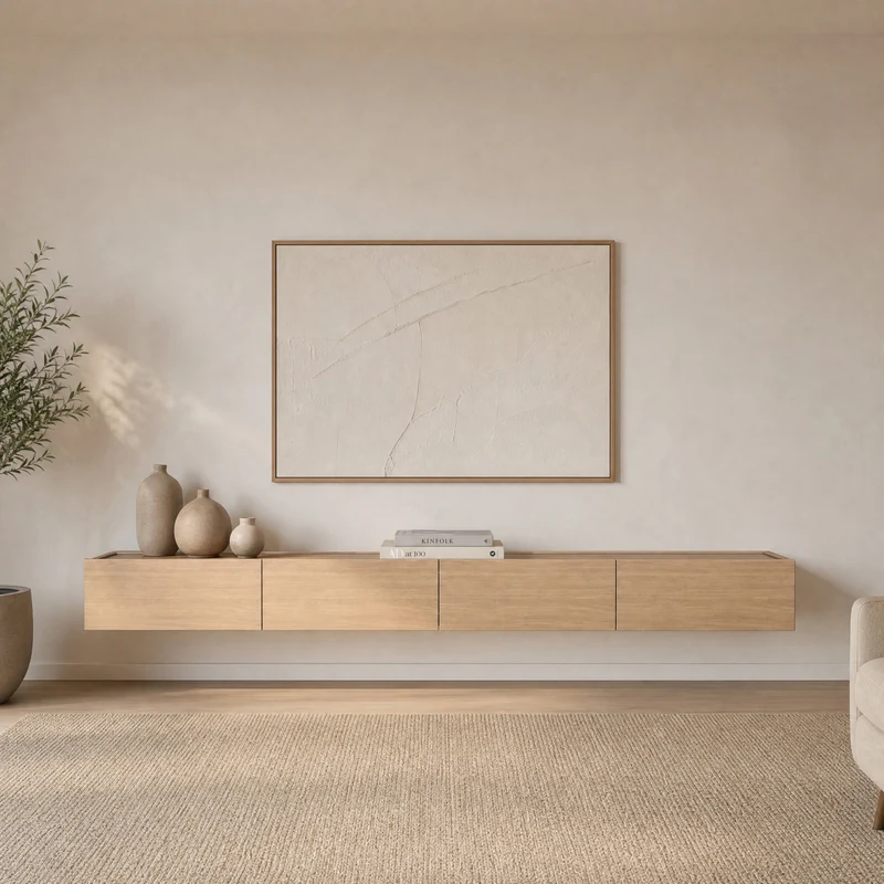 Dalea Wall-Mounted TV Unit · Natural Oak – 4 Modules