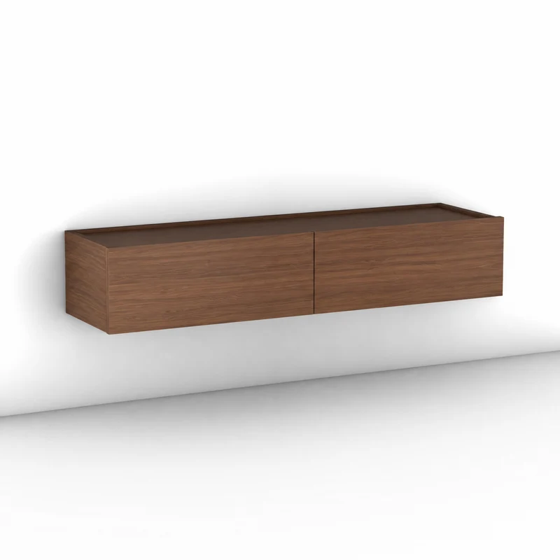 Dalea Floating Shelf with Drawers · Walnut Decor – 2 Modules