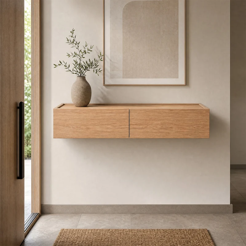 Dalea Made-to-Measure Wall-Mounted Console Table · Natural Oak – 2 Modules