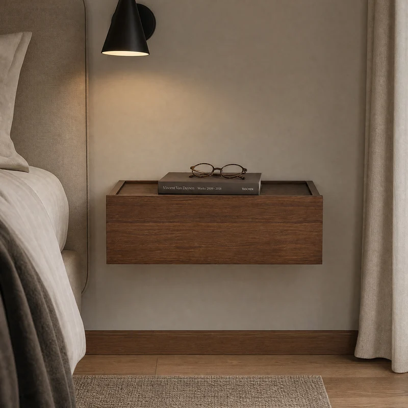 Dalea Wall-Mounted Bedside Table · Natural Walnut – 1 Module