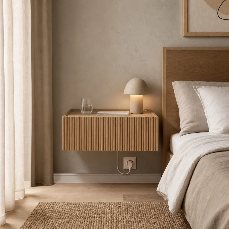 Dalea Custom Floating Bedside Table · Natural Oak – 1 Module