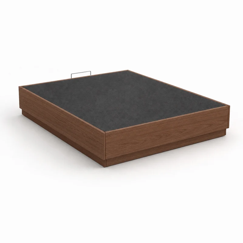 Stoa Lift-Up Storage Bed Frame · Walnut Decor - 200 x 200 cm
