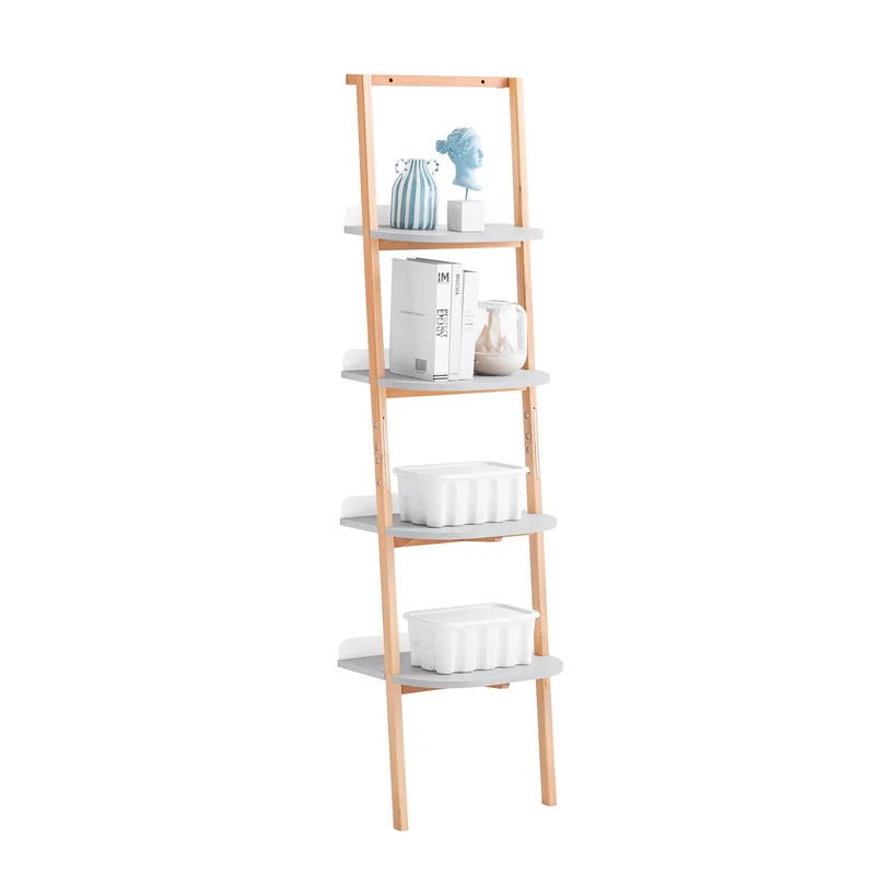 SoBuy HSTR02-K-HG Estantería de Escalera de 4 Niveles Librería Multiusos Gris
