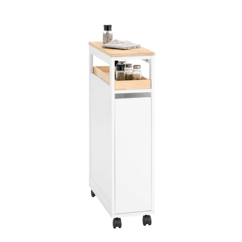 Preventa-SoBuy NSR11-WN Carrito Estrecho Multiusos 20cm con Ruedas y 3 Niveles Blanco