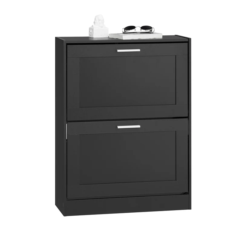 SoBuy FSR137-SCH Zapatero estrecho con 2 Solapas 60x25x80cm Negro