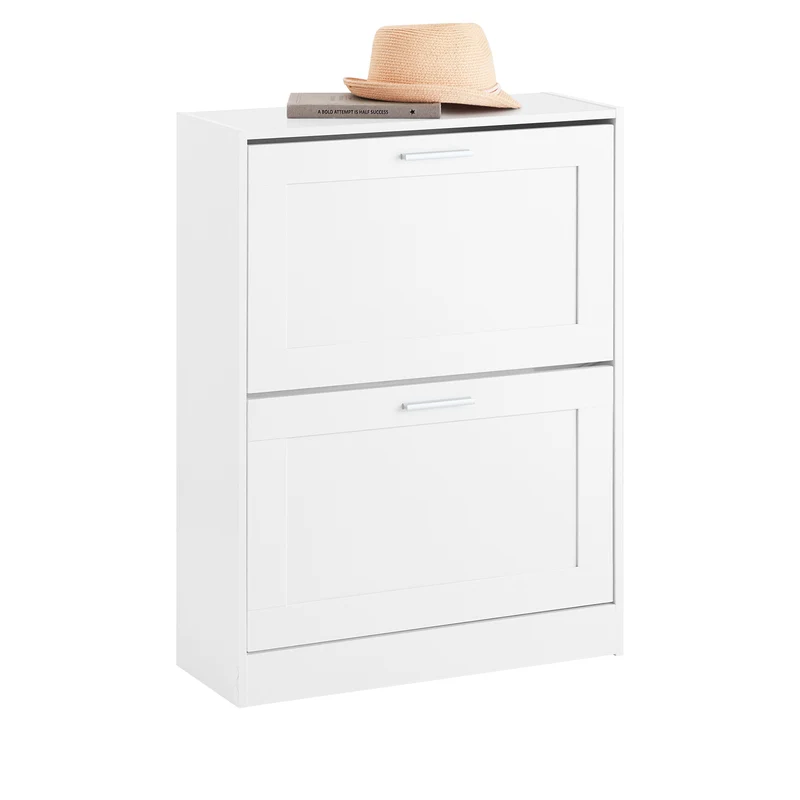 SoBuy FSR137-W Zapatero estrecho con 2 Solapas 60x25 x80cm Blanco