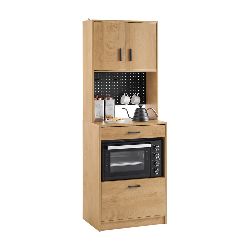 SoBuy FSB98-N Aparador de Cocina con 2 Puertas 2 cajones y 1 Panel Perforado 60 x 40 x 170 cm
