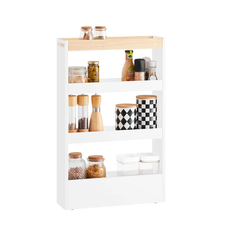 SoBuy NSR12-W Carrito estrecho de Servicio con 4 Niveles Blanco