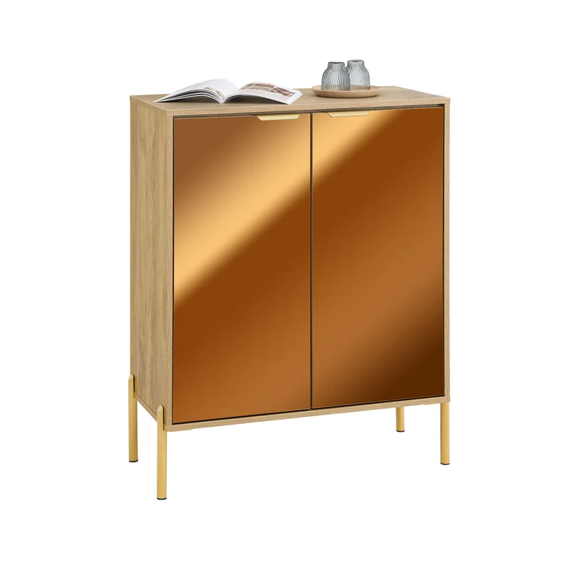 SoBuy FSB96-G Aparador con 2 Puertas y 5 Compartimentos Dorado