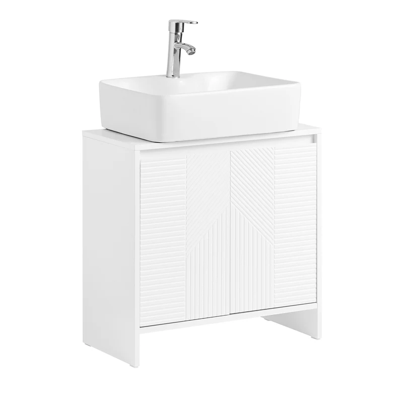 SoBuy BZR157-W Mueble de lavabo con puerta estampada Blanco
