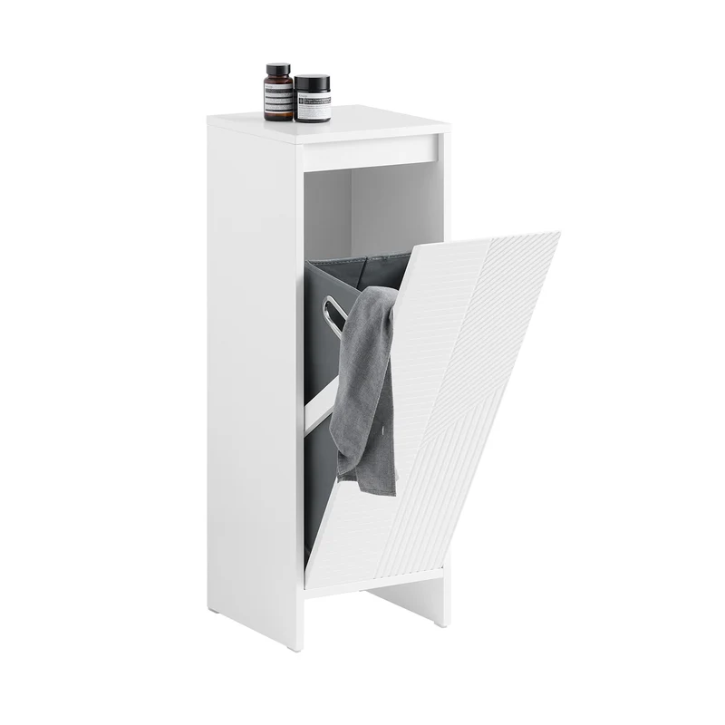 SoBuy BZR154-W Mueble para Ropa Sucia Canasto para la Colada Blanco 30 x 30 x 87 cm