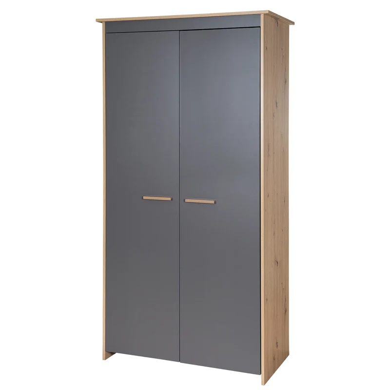 Kinderkleiderschrank 2-türig 'Anna' - Anthrazit / Dekor Kent Eiche