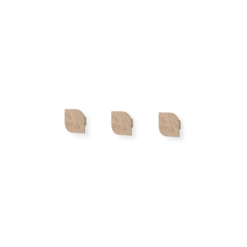 Cielo Set of Three Wall Hook · Medium White pigmented oak