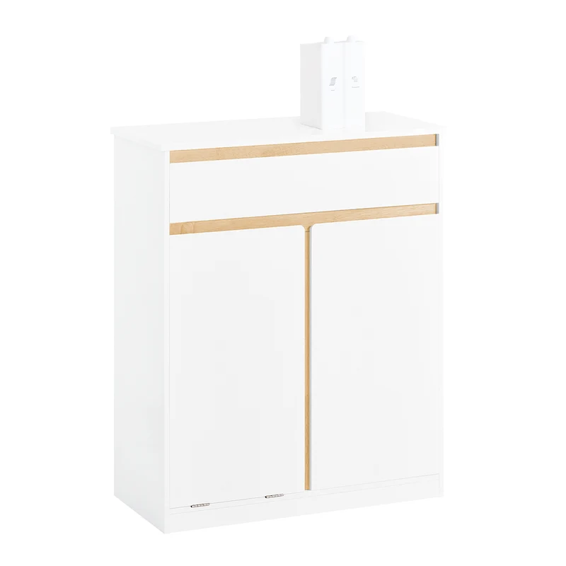 SoBuy BZR79-W Armario de Baño con Cesto para ropa Sucia Blanco