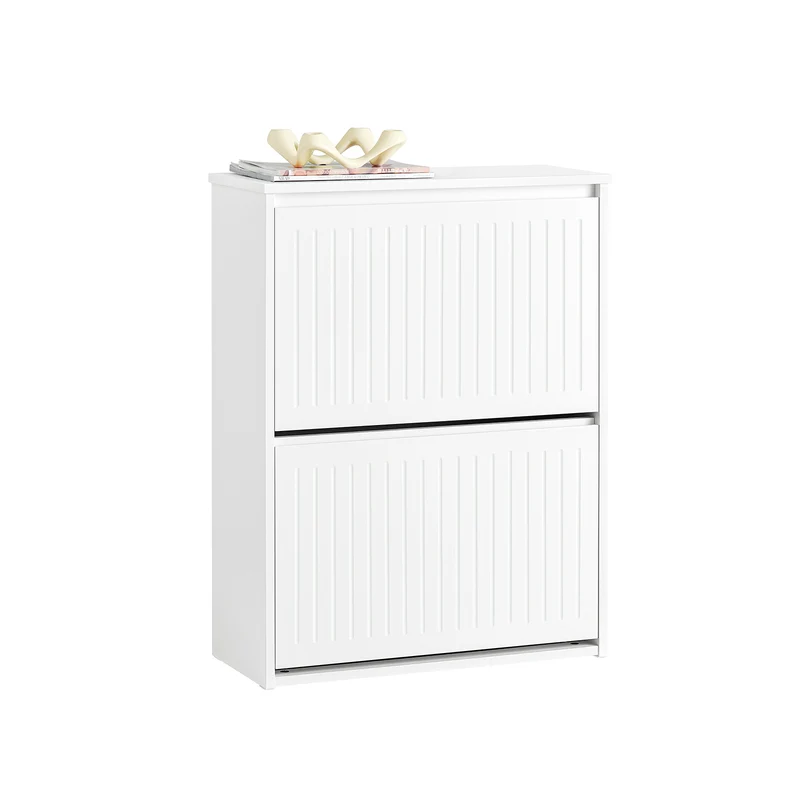 SoBuy FSR165-K-W Zapatero con 2 solapas Blanco 61 x 26 x 81 cm