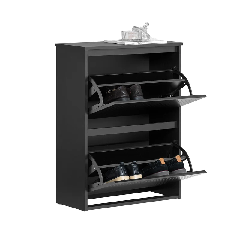 SoBuy FSR165-K-SCH Zapatero con 2 solapas negro 61 x 26 x 81 cm