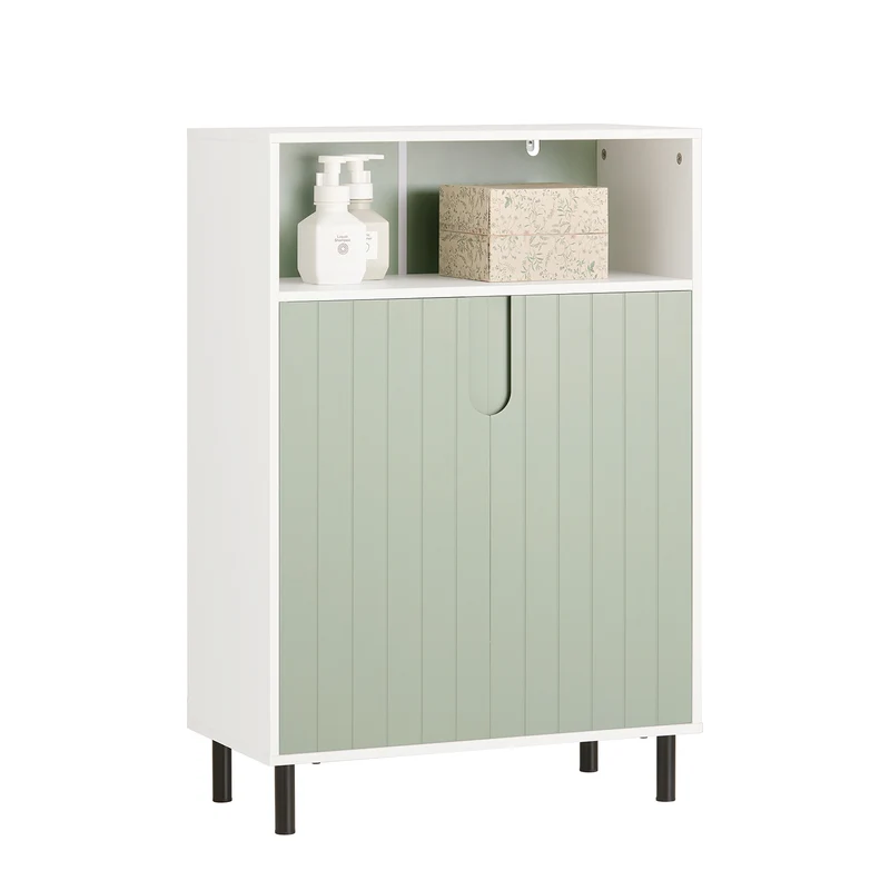 SoBuy BZR138-GR Armario de Suelo para baño con 2 Puertas y 1 Compartimentos Verde