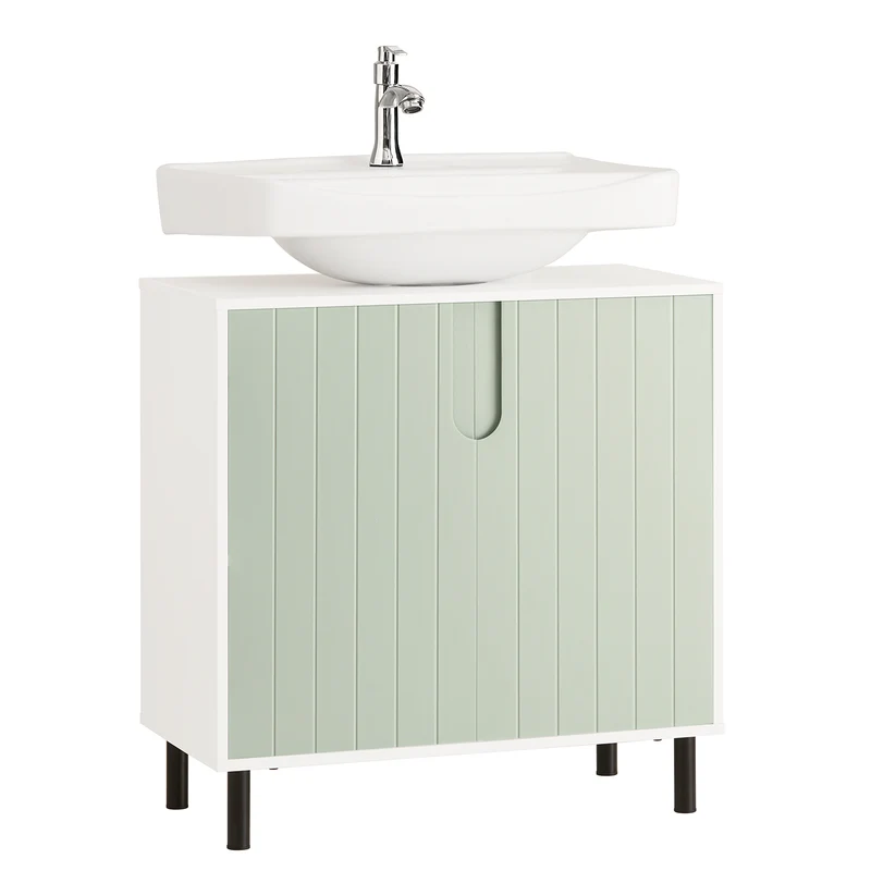 SoBuy BZR139-GR Mueble para Debajo del Lavabo Fregadero Verde y Blanco