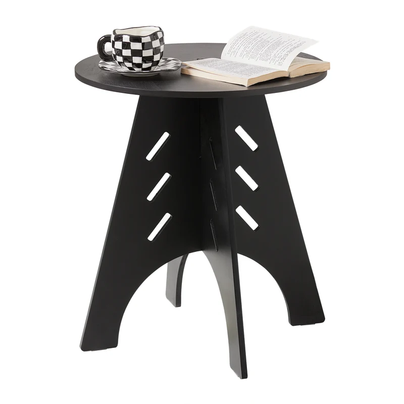 SoBuy HFBT01-SCH Mesa Auxiliar con Juntas de Espiga Taulete Auxiliar Negro