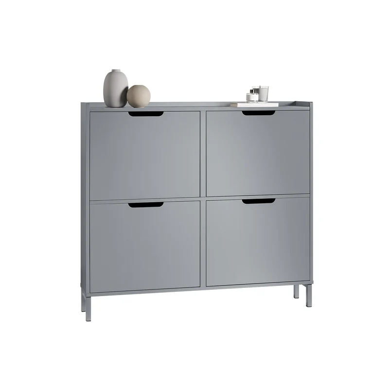 SoBuy FSR100-HG Zapatero Estrecho con 4 Solapas Gris