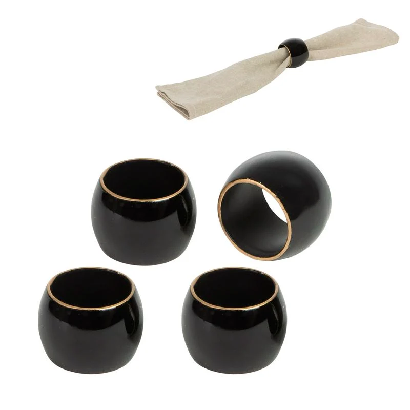 JUEGO DE 4 SERVILLETEROS ROYAL ANIMAL NEGRO