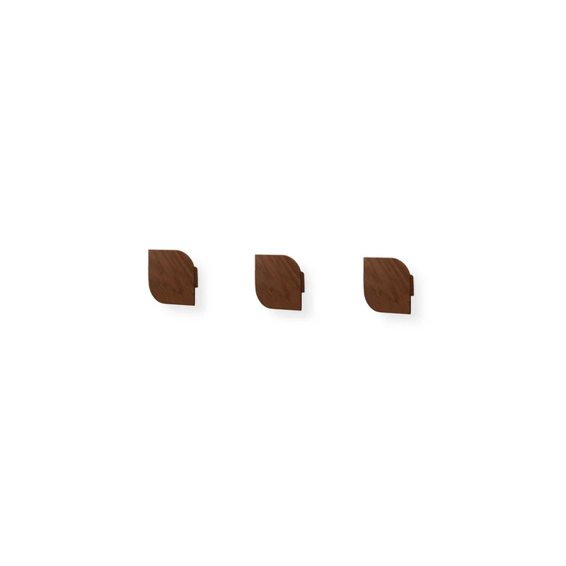 Cielo Set of Three Wall Hook · Medium Walnut