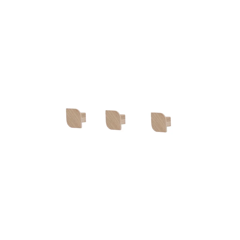 Cielo Set of Three Wall Hook · Small White pigmented oak