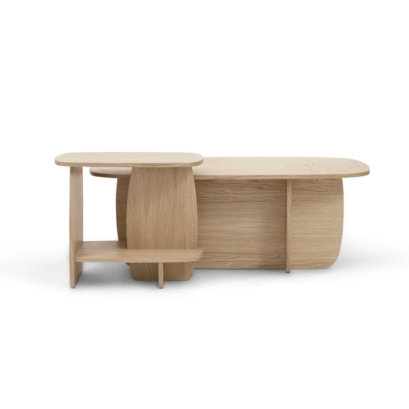 Ibon M+L Coffee Table and Side Table Set · White Pigmented Oak
