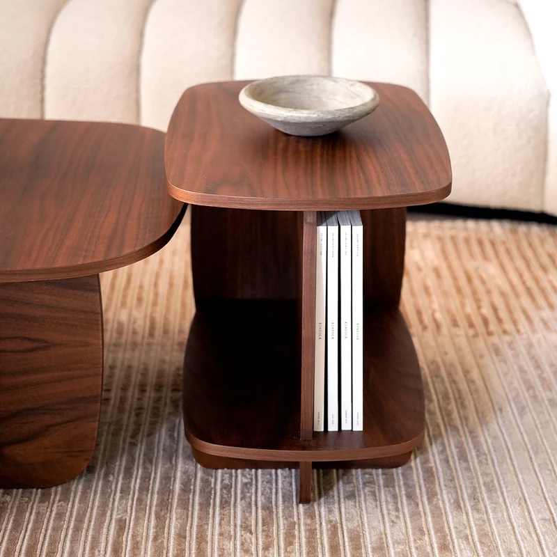 Ibon M Side Table with Storage · Walnut