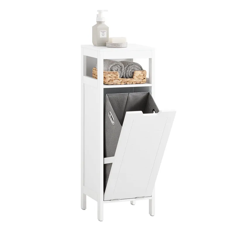 SoBuy BZR122-W Cesto para Ropa Sucia con 1 Cesto y 1 Estante Abierto Blanco