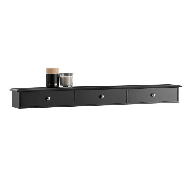 SoBuy FRG43-L-SCH Estante de Pared con 3 Cajones Negro