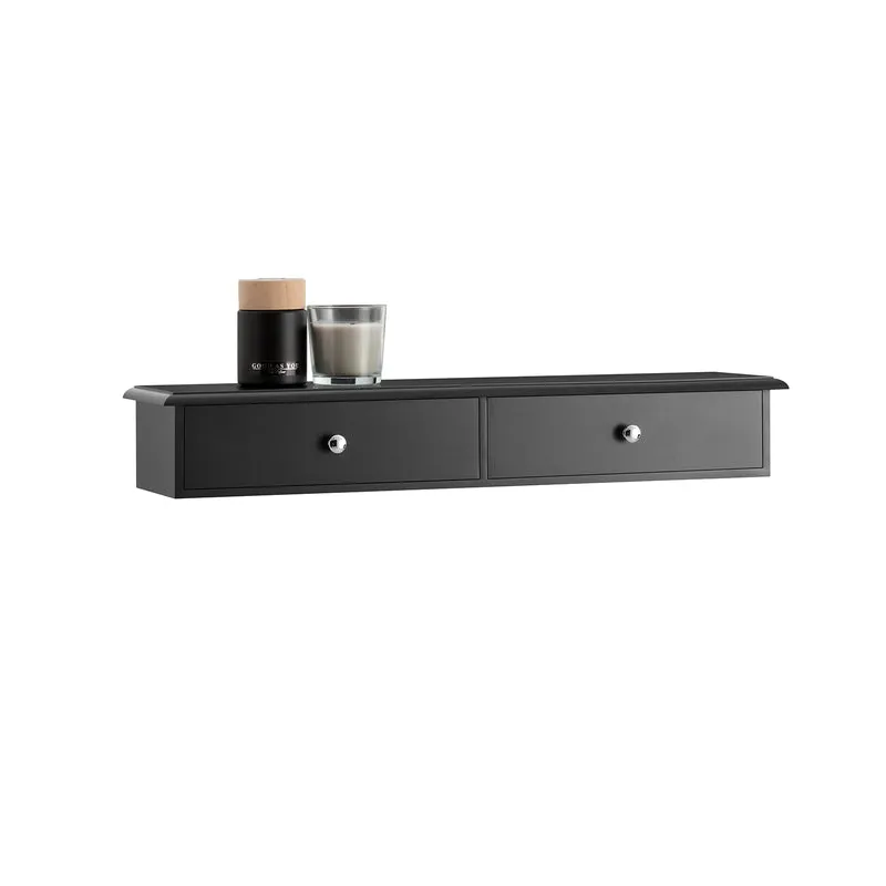 SoBuy FRG43-SCH Estante de Pared con 2 Cajones 64 x 15 x 10 cm Negro